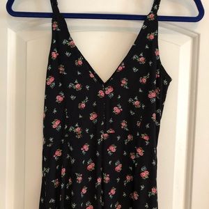 Black floral “silk” jumpsuit